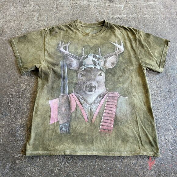 The Mountain Hunting Deer Shirt Size XL Green Camo Mammals Outdoor Nature - Picture 1 of 10